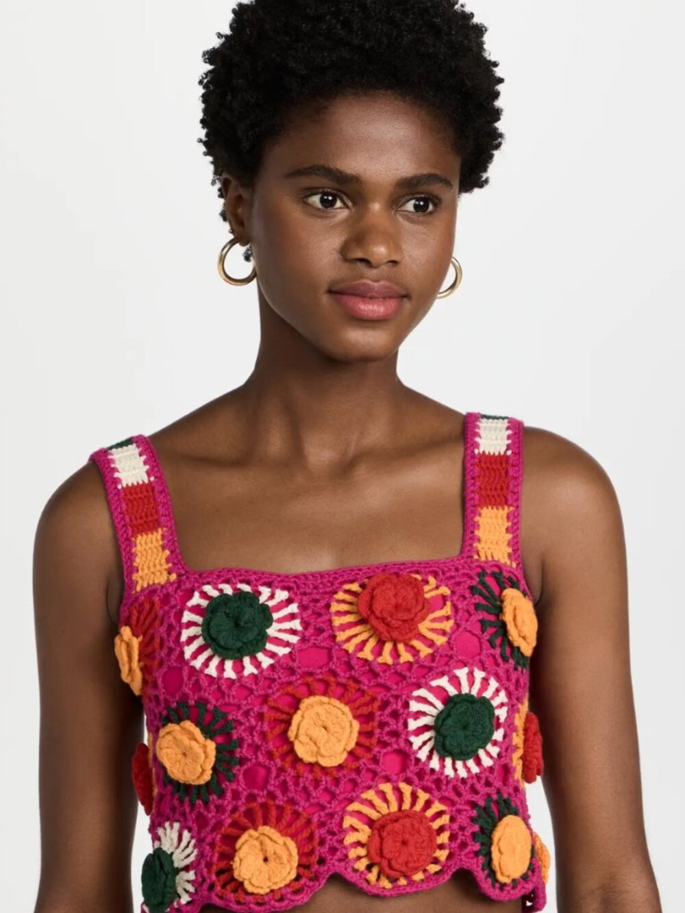 Farm Rio Crochet Flowers Top Size Small